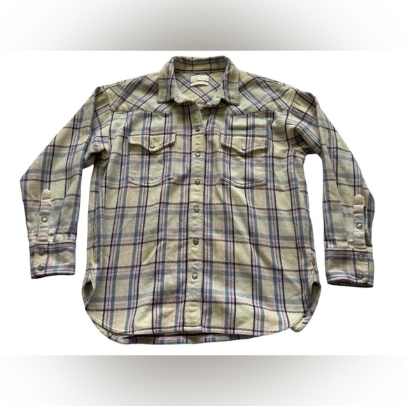 J. Crew Reimagined Thick Flannel Pockets 100% Cotton Pearl snap Button Size 8 - Picture 7 of 13